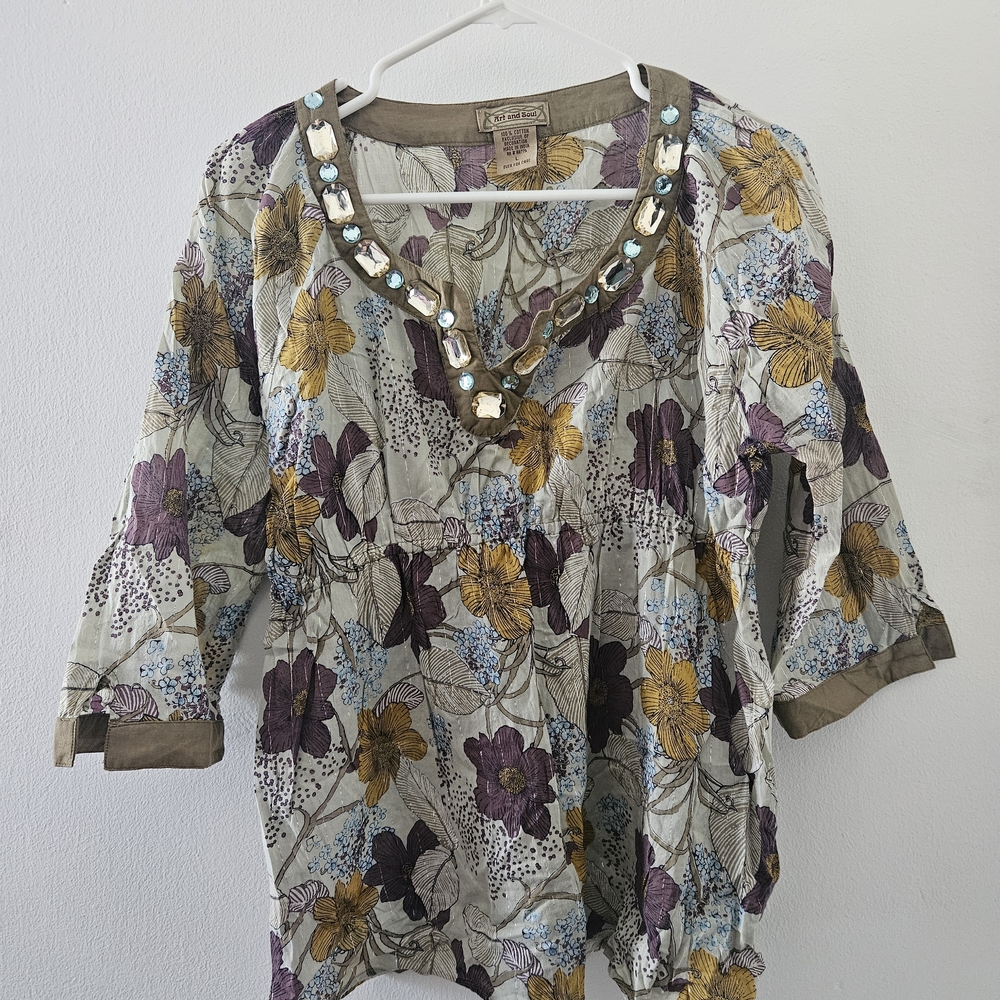 Art and Soul Floral Cotton Skirt